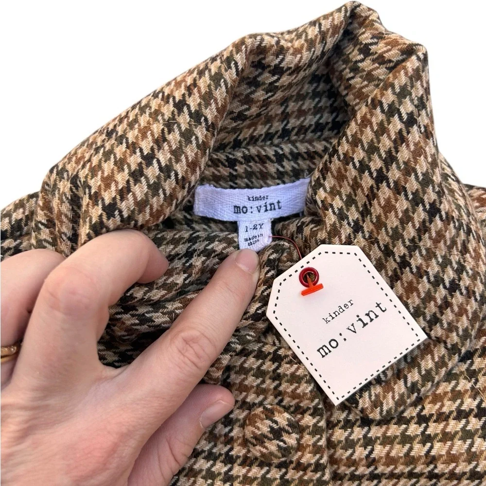 Kinder Mo: Vint houndstooth children’s‎ jacket brown 1-2Y